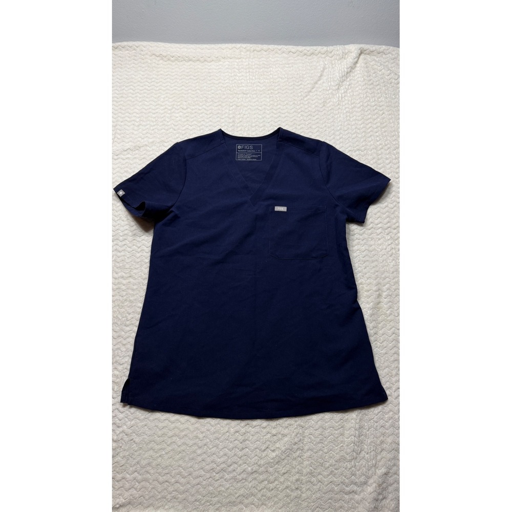 FIGS Technical Collection Navy Blue V-Neck Short Sleeve Scrub Top Small 4537